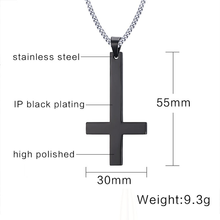 Vnox Male Black St Peter's Inverted Cross Pendant Necklace for Men Stainless Steel Choker Crux de Sanctus Petrus Jewelry