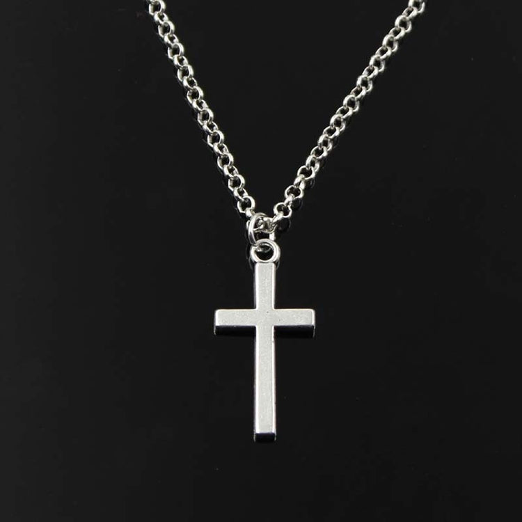 Simple Classic Fashion Double Sided Cross Antique Silver Color Pendant Girl Short Long Chain Necklaces Jewelry For Women